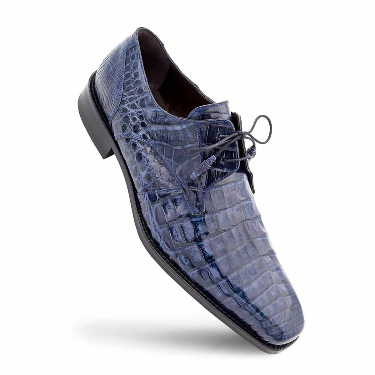 Men's Mezlan Anderson Blue Crocodile Dress Shoes: Genuine Crocodile Leather Lace-Ups