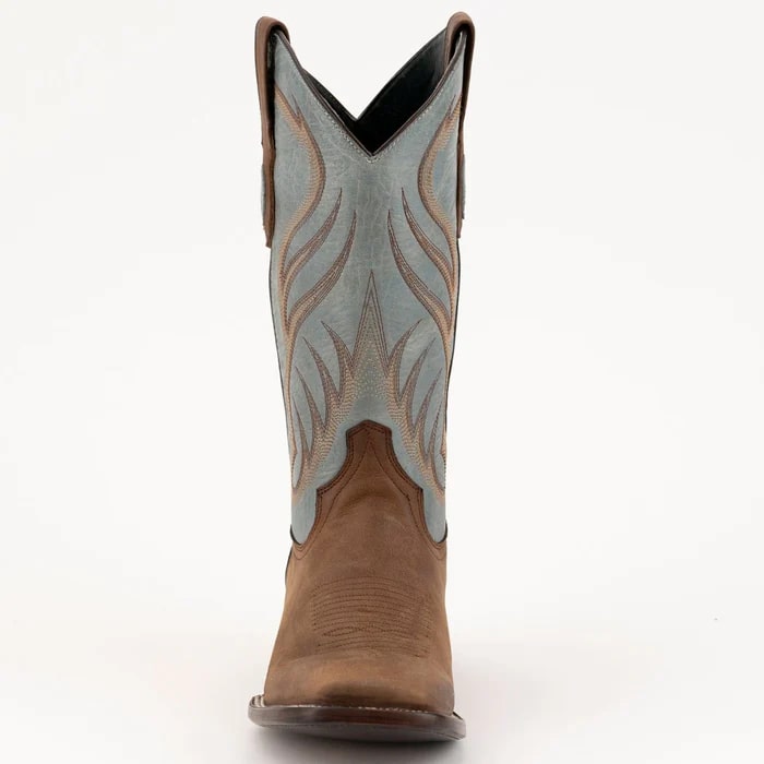 Men's Western Cowboy Boots - Ferrini Hunter Square Toe Leather Dress Boots - Brown