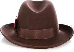 Men's Brown Homburg Hat - Premium Godfather Style Fedora