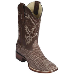 Men's Brown Caiman Belly Cowboy Boots: Square Toe Western Dress Boots by Los Altos (Sahara)