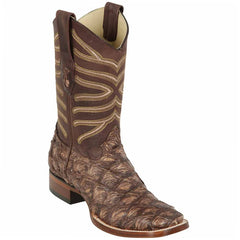 Men's Rustic Brown Pirarucu Cowboy Boots: Affordable Western Dress Boots by Los Altos