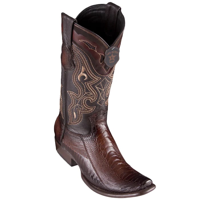 Men's Brown Ostrich Leg Cowboy Boots: Los Altos Dress Western Boots