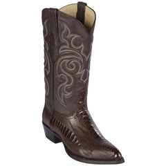 Men's Brown Ostrich Leg Cowboy Boots: J-Toe Los Altos Western Dress Boots