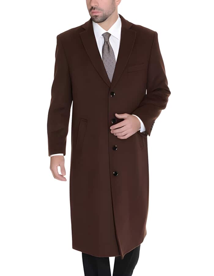 Women's Wool Cashmere Blend Coat - Ankle Length Brown Overcoat