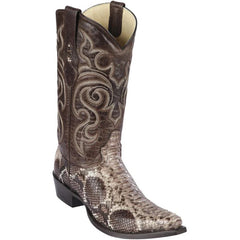 Men's Brown Python Cowboy Boots: Rustic Snip Toe Western Dress Boots by Los Altos