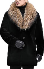 Men's Brown Faux Fur Coat: Warm Winter Long Plush Jacket