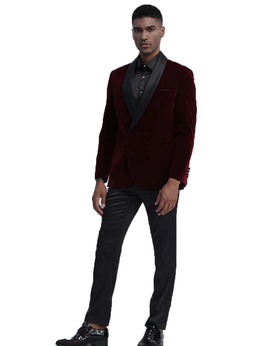 Burgundy Velvet Smoking Jacket for Men | Playboy Robe & Loungewear