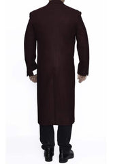 Women's Burgundy Wool Coat | Ankle-Length Dress Coat | Winter Overcoat