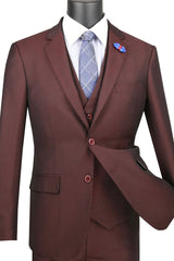 Men's Slim Fit Suit Vest: Raisin Textured Waistcoat for Weddings & Formal Events