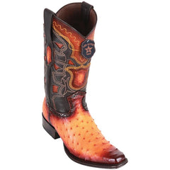 Men's Faded Buttercup Ostrich Cowboy Boots - Los Altos Dress Western Boots - European Toe