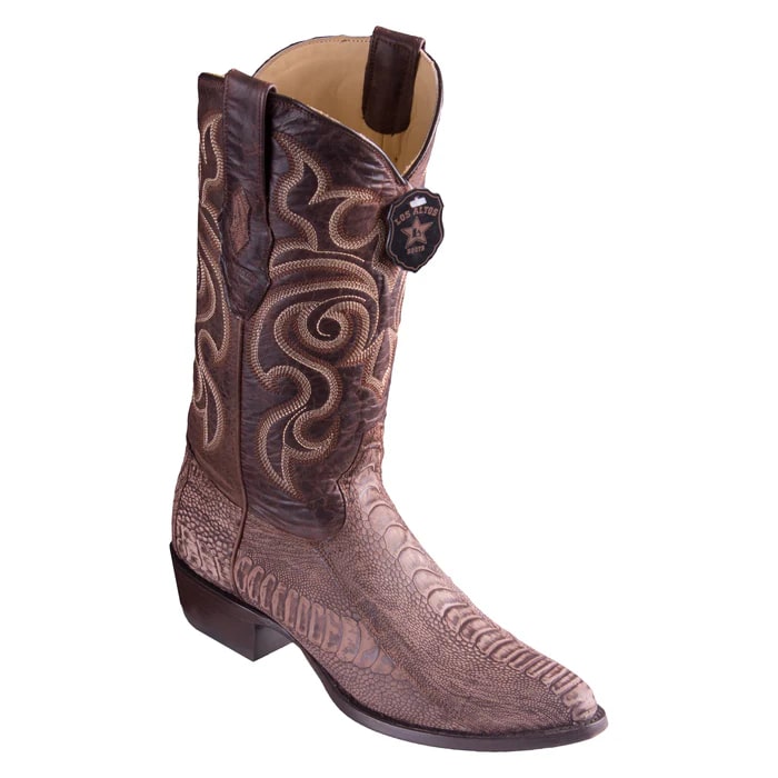 Men's Sanded Brown Ostrich Leg Cowboy Boots - Los Altos Dress Western Boots