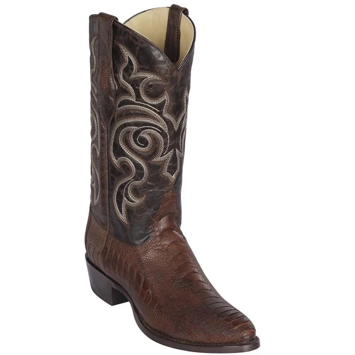 Men's Brown Ostrich Leg Cowboy Boots: Affordable Western Dress Boots (R-Toe)