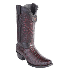 Men's Black Cherry Caiman Belly Cowboy Boots: Square Toe Western Dress Boots by Los Altos