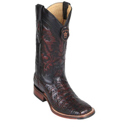 Men's Caiman Cowboy Boots: Genuine Leather Dress Western Boots in Black Cherry (Los Altos)