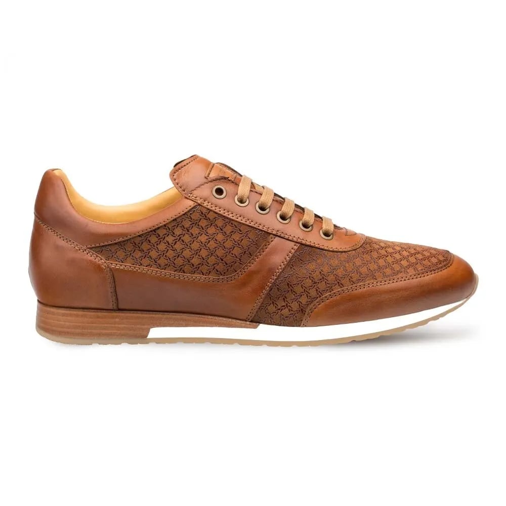 Mezlan Maxim Men's Tan Leather Sneakers: Calfskin & Suede Designer Casual Shoes