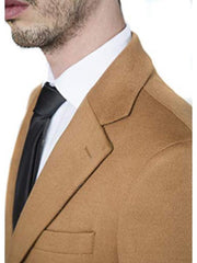 Men's Camel Topcoat - Modern Fit Winter Dress Coat (Polyester/Viscose/Spandex)