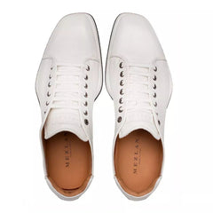 Mezlan Cartuja White Leather Sneakers for Men - Luxury Italian Designer Oxfords