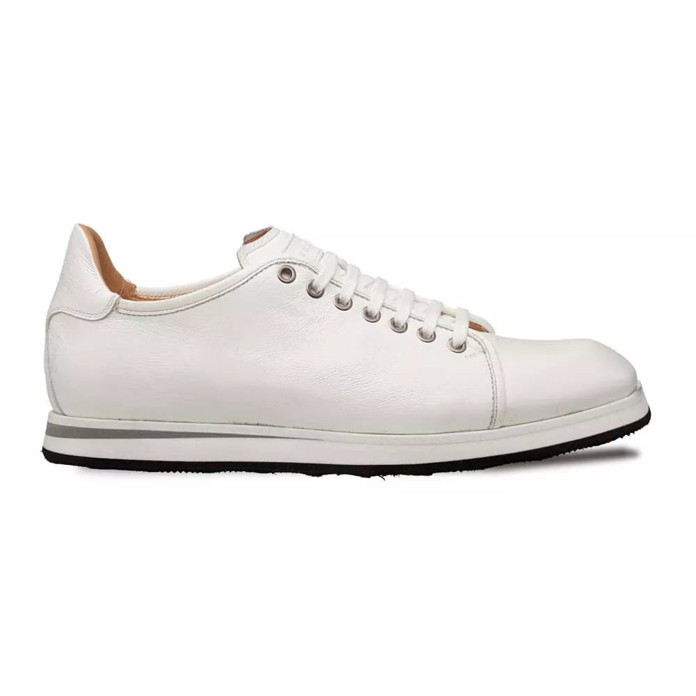 Mezlan Cartuja White Leather Sneakers for Men - Luxury Italian Designer Oxfords