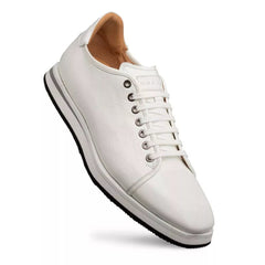 Mezlan Cartuja White Leather Sneakers for Men - Luxury Italian Designer Oxfords