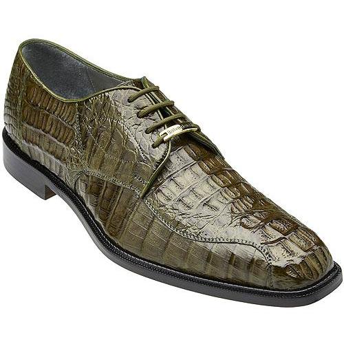 Genuine Hornback Crocodile Belvedere Chapo Olive Dress Shoes