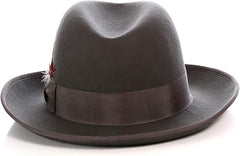 Men's Charcoal Gray Homburg Hat - Premium Godfather Style Fedora