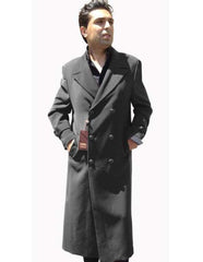 Men's Double Breasted Overcoat - Charcoal Gray Wool Blend Winter Coat