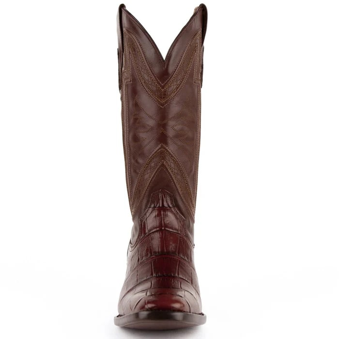 Men's Ferrini Stallion Chocolate Alligator Cowboy Boots - Handcrafted French Toe Western Dress Boots