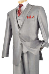 Men's Grey Linen Suit Vest - Slim Fit 2 Button V-Neck Waistcoat