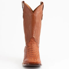 Men's Cognac Caiman Cowboy Boots - Ferrini Dakota Hornback Square Toe Leather Western Boots