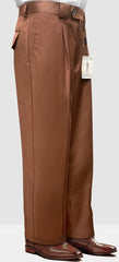 Men's Copper Rust Wide Leg Pants: Casual Baggy Fit Wool Trousers