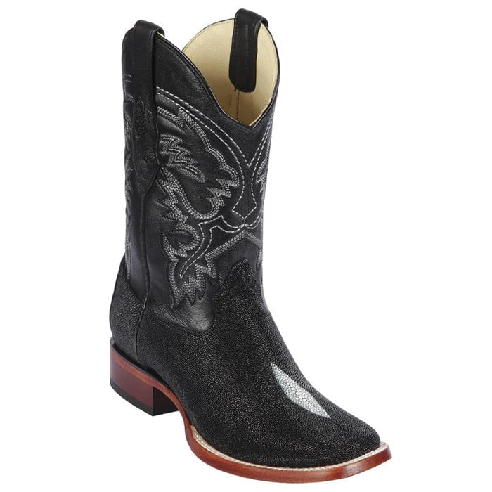 Men's Black Suede Cowboy Boots: Square Toe Western Dress Boots by Los Altos