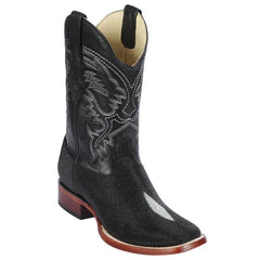 Men's Black Suede Cowboy Boots: Square Toe Western Dress Boots by Los Altos