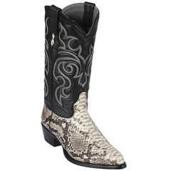 Men's Natural Python J-Toe Cowboy Boots: Los Altos Western Dress Boots