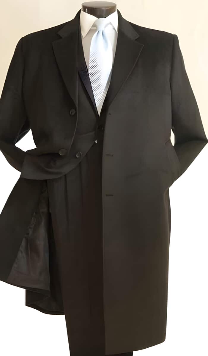 Men's 3/4 Length Car Coat - Charcoal Gray Wool Blend Overcoat