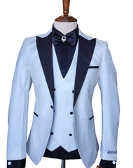 Slim Fit Ivory Wedding Tuxedo for Groom - Cream/Off-White Suit