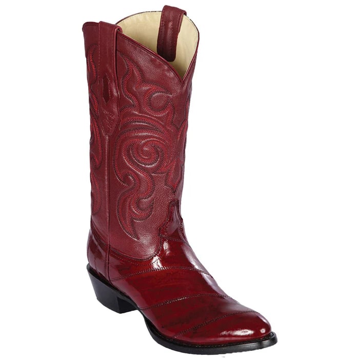 Men's Burgundy Eel Skin Cowboy Boots: Los Altos Dress Western Boots, R-Toe