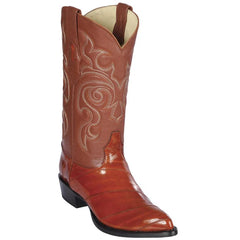 Men's Cognac Eel Skin Cowboy Boots: Genuine Leather Western Dress Boots by Los Altos