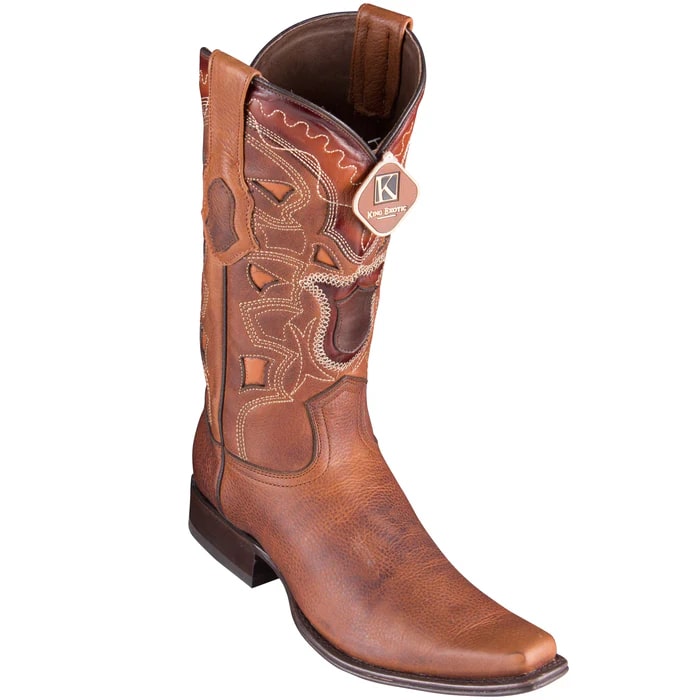 Men's Walnut Leather Cowboy Boots - Los Altos Dress Western Boots - European Toe