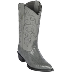 Men's Grey Teju Lizard Cowboy Boots: Genuine Leather Western Dress Boots by Los Altos