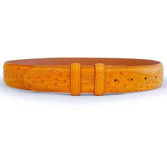 Men's Genuine Ostrich Leather Dress Belt - 1.5" Wide - Buttercup Yellow - Western Cowboy Belt