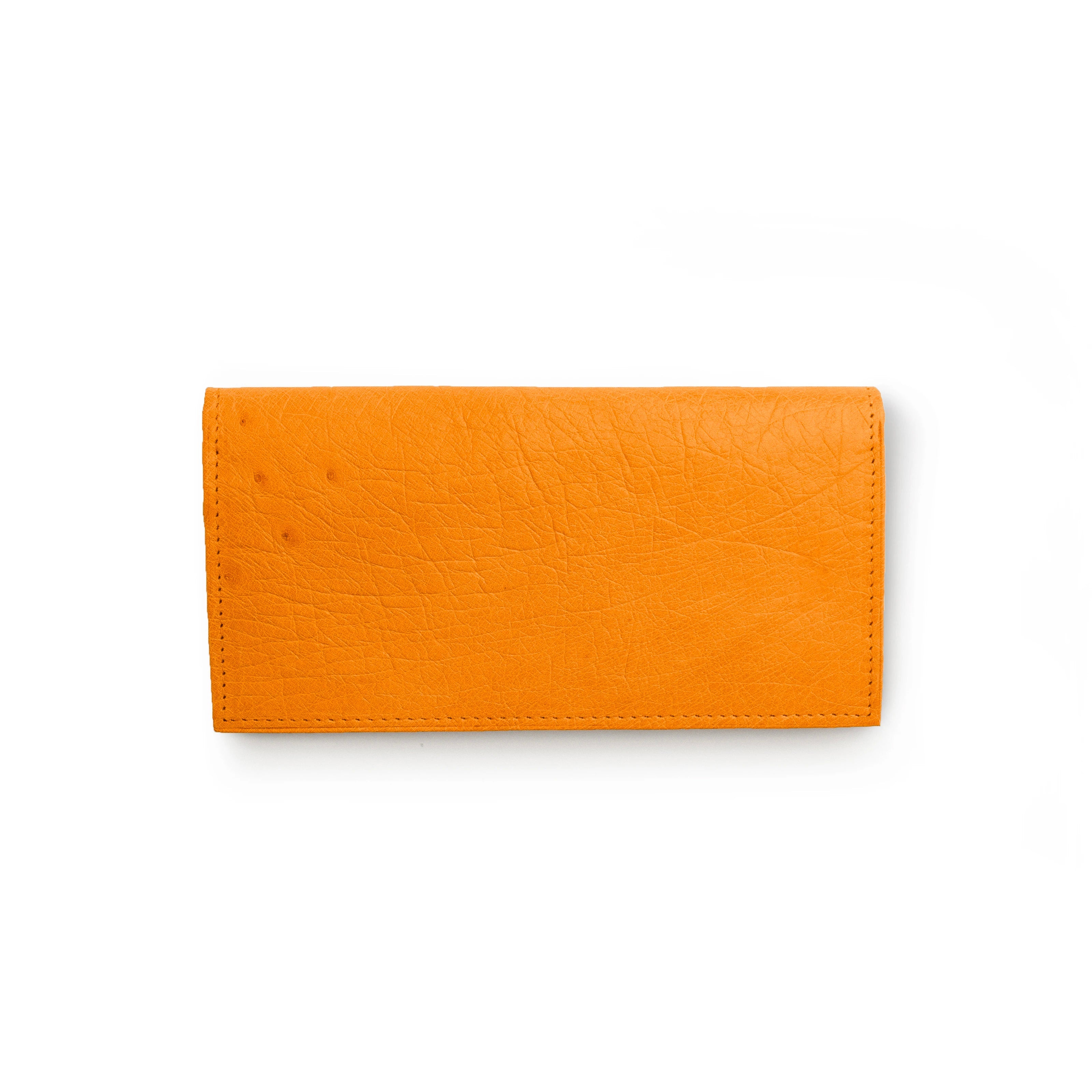 Genuine Leather Ostrich Checkbook Cover - Smooth Buttercup Yellow