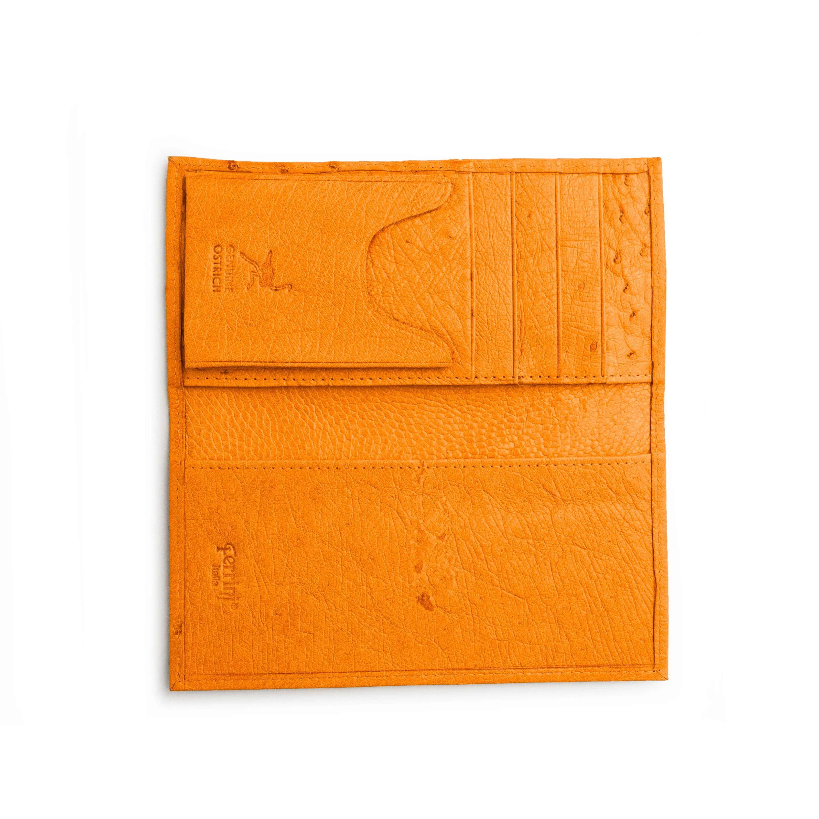 Genuine Leather Ostrich Checkbook Cover - Smooth Buttercup Yellow