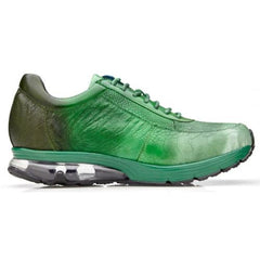 Genuine Ostrich Leg Sneakers: Green Belvedere George Exotic Leather Men's Shoes