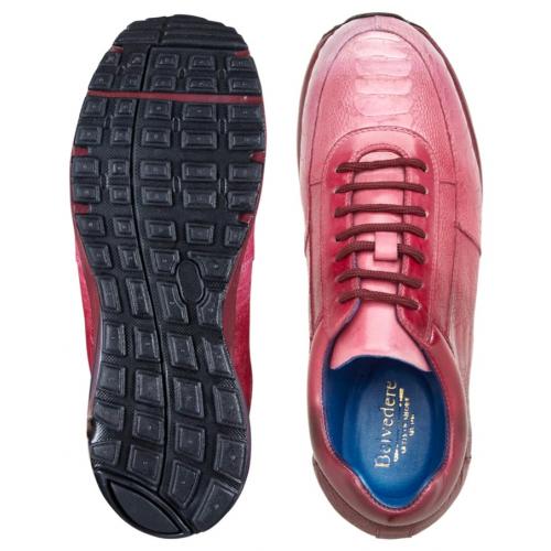 Pink Ostrich Leg Sneakers - Genuine Leather Belvedere George Multi Designer Shoes