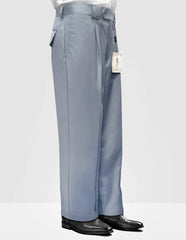 Steel Blue Wide Leg Pants | High-Waisted Flowy Palazzo Trousers