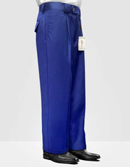 Royal Blue Wide Leg Pants | High-Waisted Palazzo Trousers | Statement Solid Color Bottoms