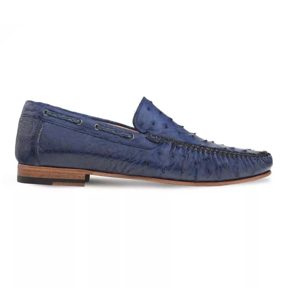 Men's Ostrich Leather Dress Loafers - Mezlan Jean Designer Moccasins