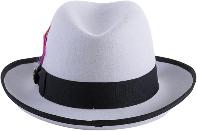 Men's Godfather Homburg Hat - Premium Felt Fedora - Gray Black