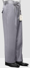 Men's Wide Leg Wool Pants: Gray, Relaxed Fit Trousers