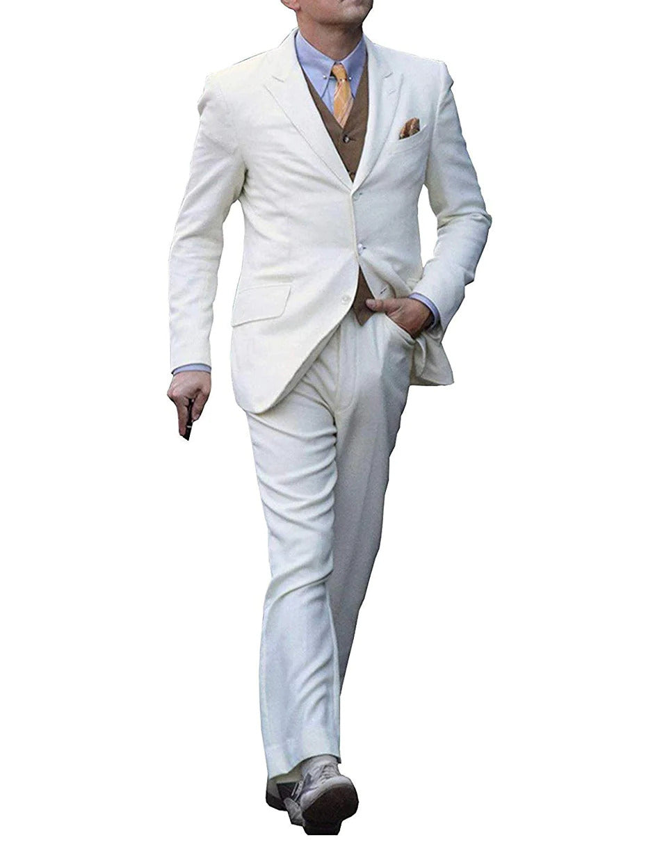 Men's Ivory Gatsby Suit Costume - 1920s Roaring Twenties Formal Dinner Jacket - Leonardo DiCaprio Inspired